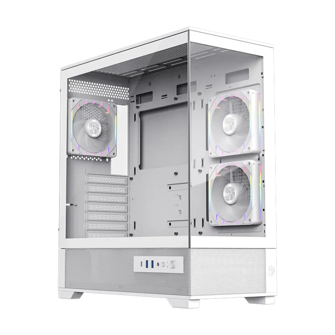 Three pre-installed ARGB PWM fans mounted for optimized case airflow and lighting
