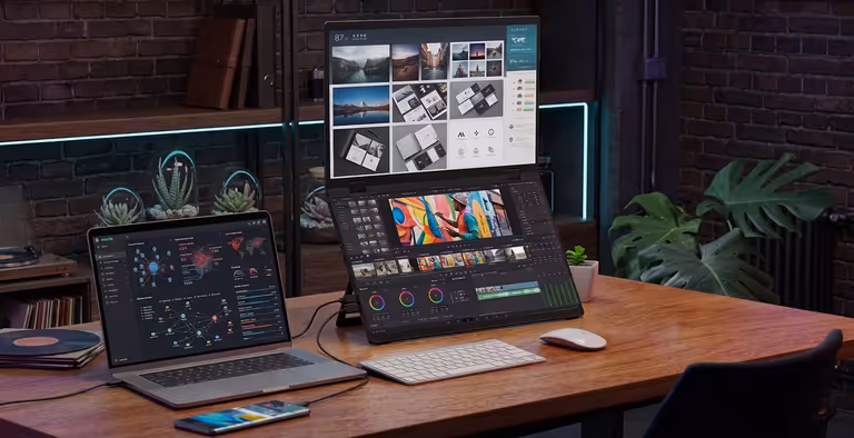 A laptop paired with a 2nd monitor for a real multi-screen setup