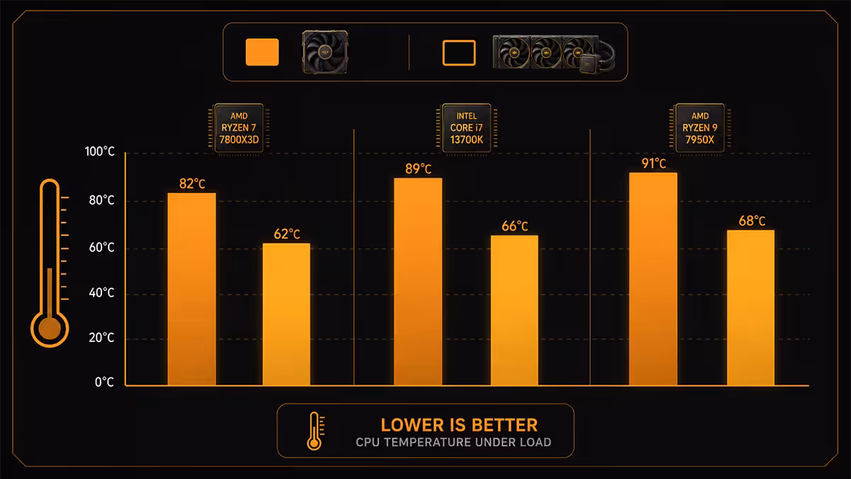 Air vs AIO cooling temperature comparison