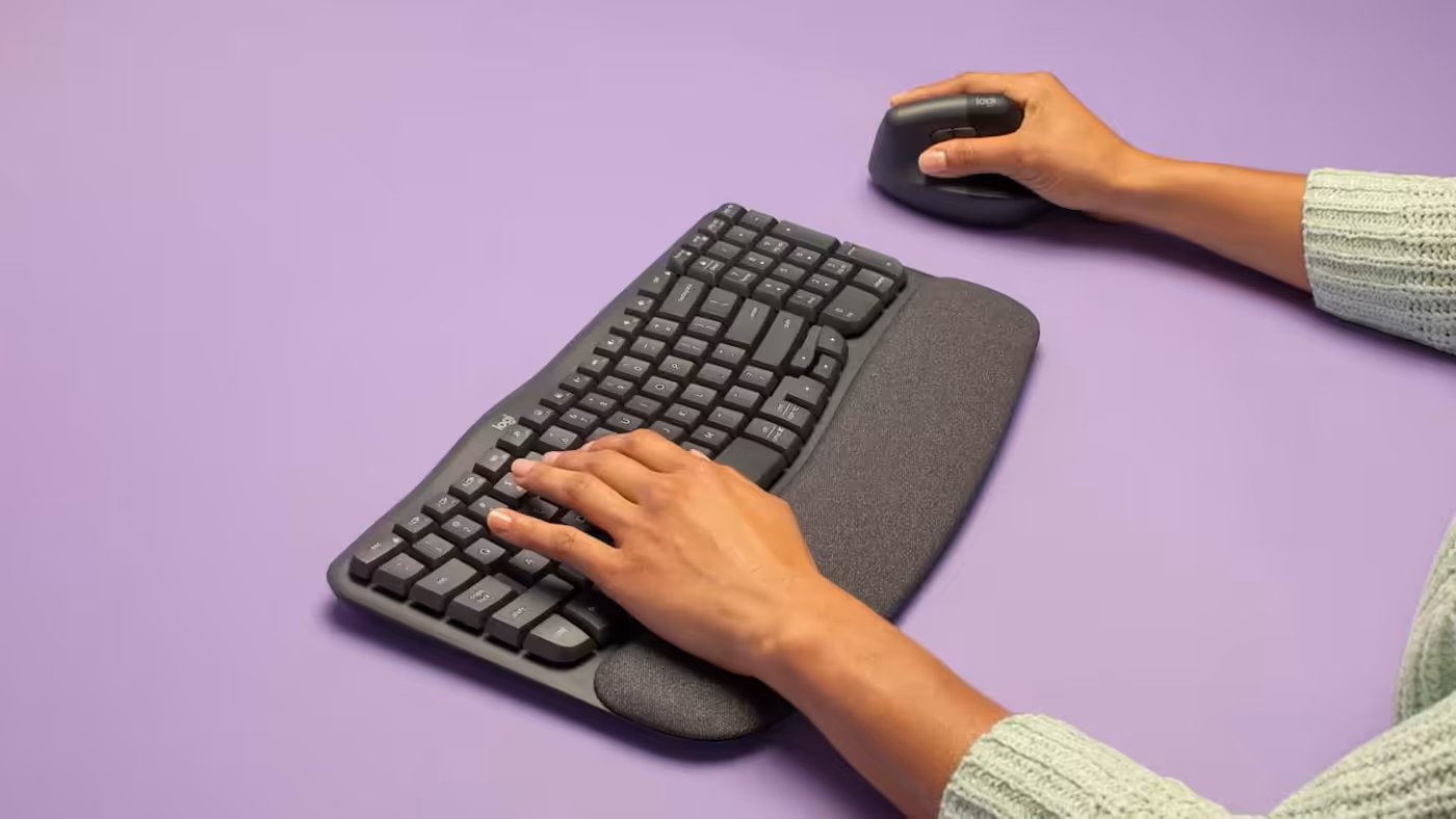 Wave Keys keyboard and Lift mouse set designed for ergonomic comfort and improved posture