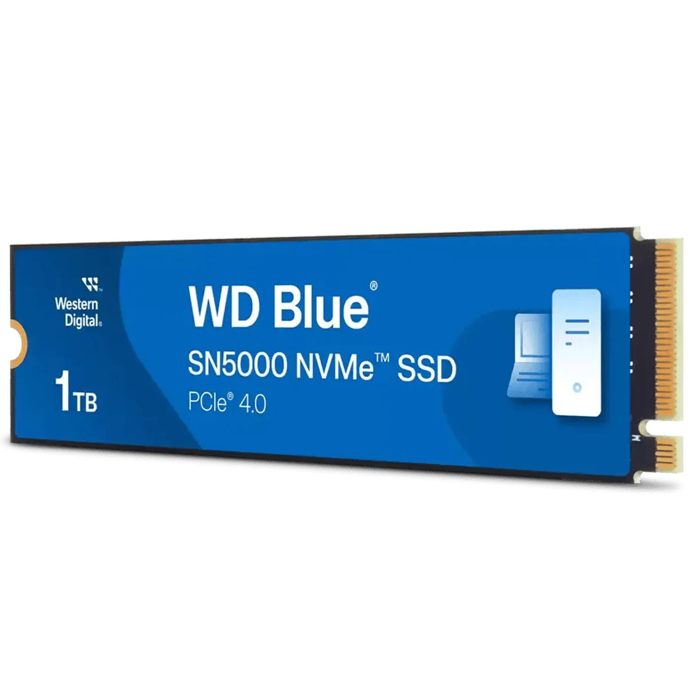 WD Blue SN5000 1TB NVMe SSD illustrating its rated write endurance