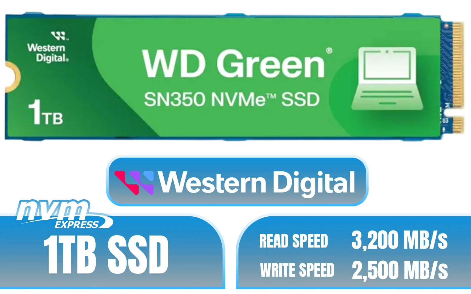 Un nouveau SSD M.2. Western Digital : le WD Green SN350