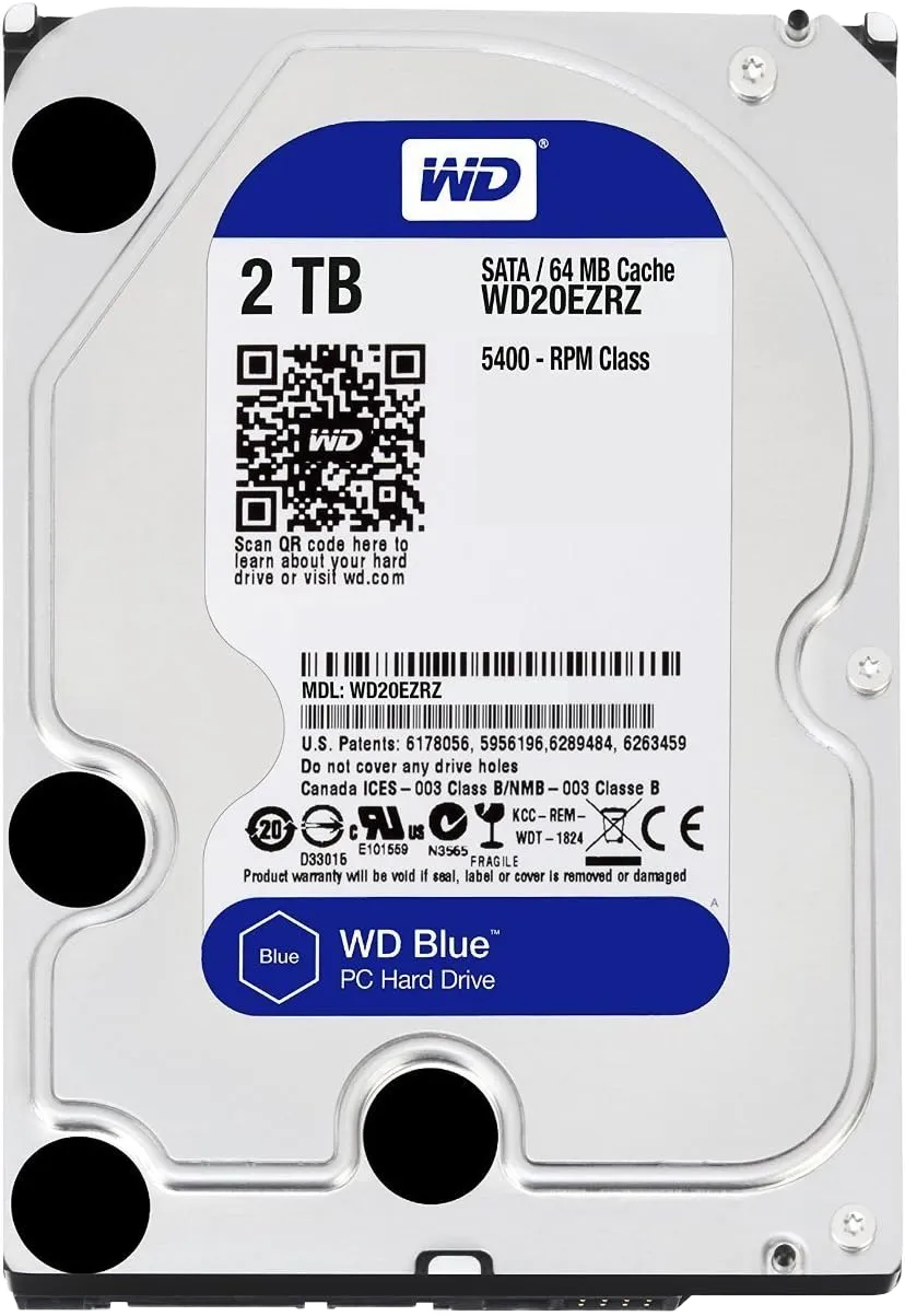 Western Digital Blue WD20EZRZ 2TB HDD — SATA 6Gb/s, 256MB Cache