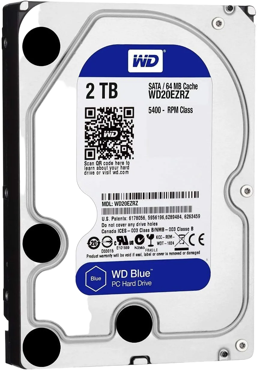 Western Digital Blue WD20EZRZ 2TB HDD — SATA 6Gb/s, 256MB Cache
