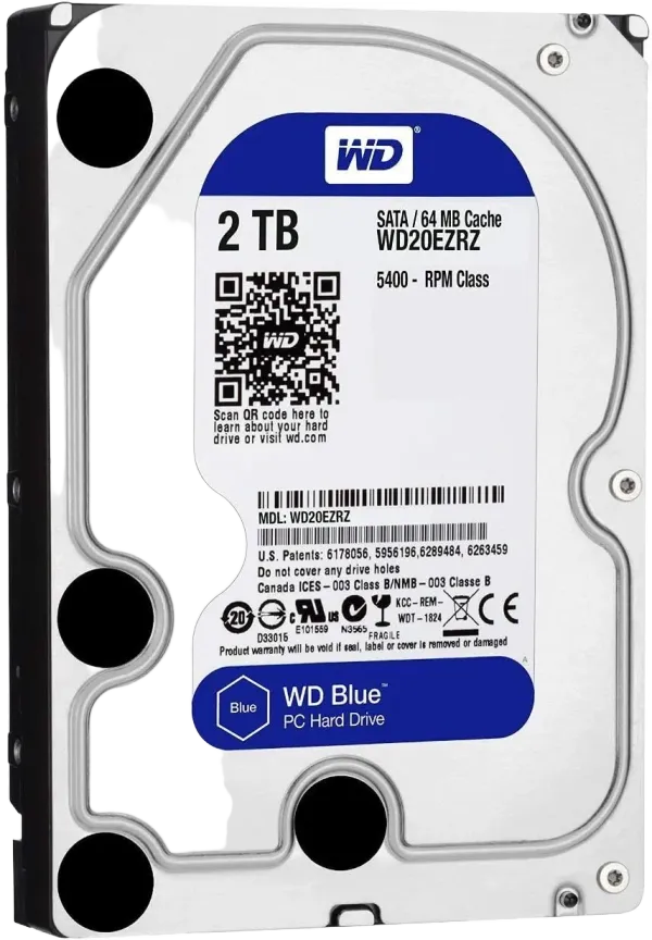Western Digital Blue WD20EZRZ 2TB HDD — SATA 6Gb/s, 256MB Cache