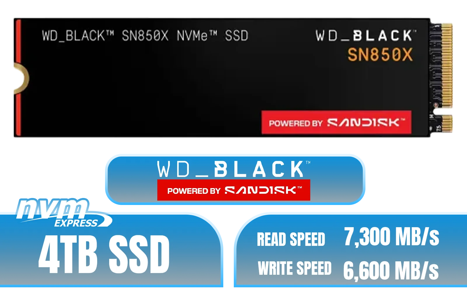 Western Digital SN850X 4TB NVMe SSD — PCIe Gen4, 7300MB/s | Evetech