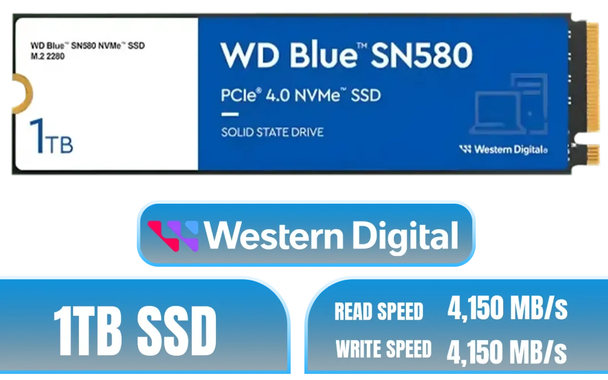 【動作確認済み】Western Digital 1TB NVMe (Gen4) Western Digital WD Blue SN580 1TB Gen4 NVMe SSD | Evetech