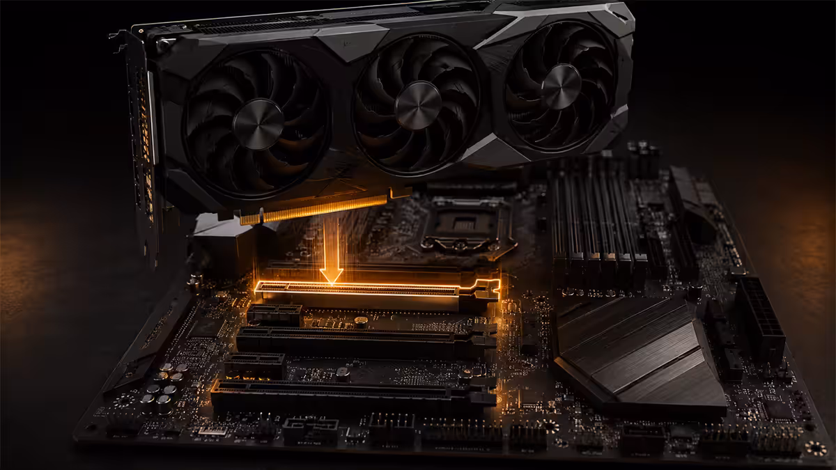 PCIe slots on a motherboard