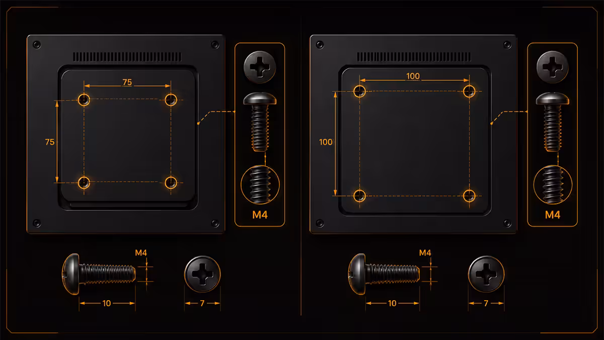 VESA sizes and screw patterns