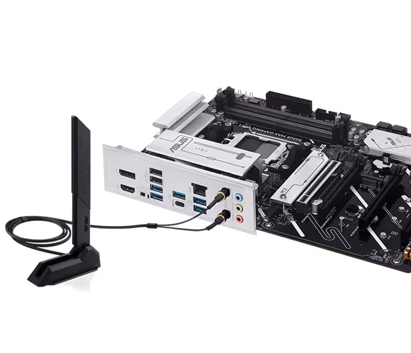 B650E MAX GAMING WIFI motherboard showing onboard WiFi 6E technology capabilities