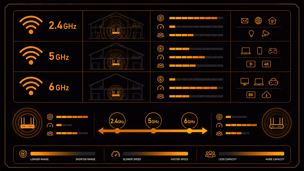 WiFi 2.4/5/6 GHz bands diagram