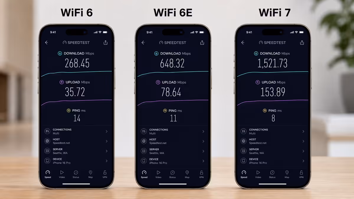 Speed test results