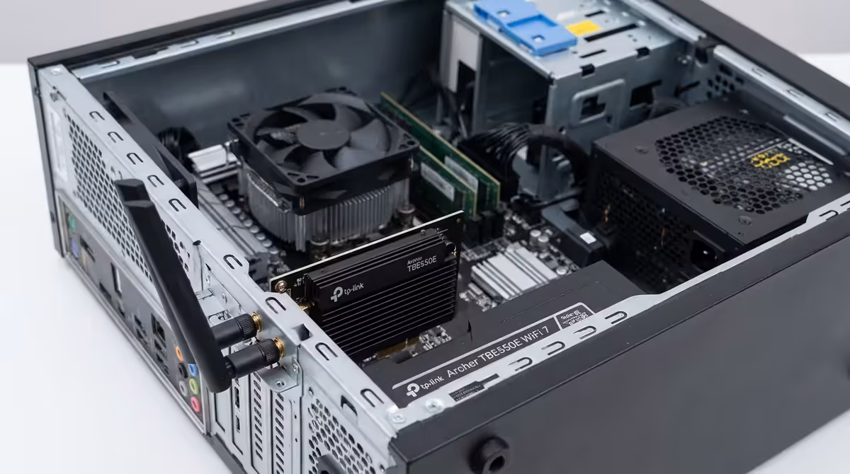 PCIe WiFi 7 card installed in desktop