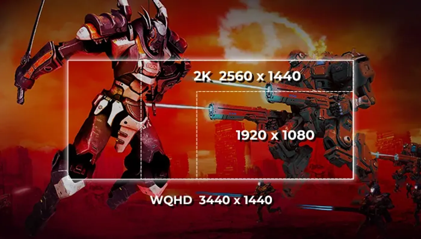Ultrawide monitor displaying expansive Quad HD resolution visuals