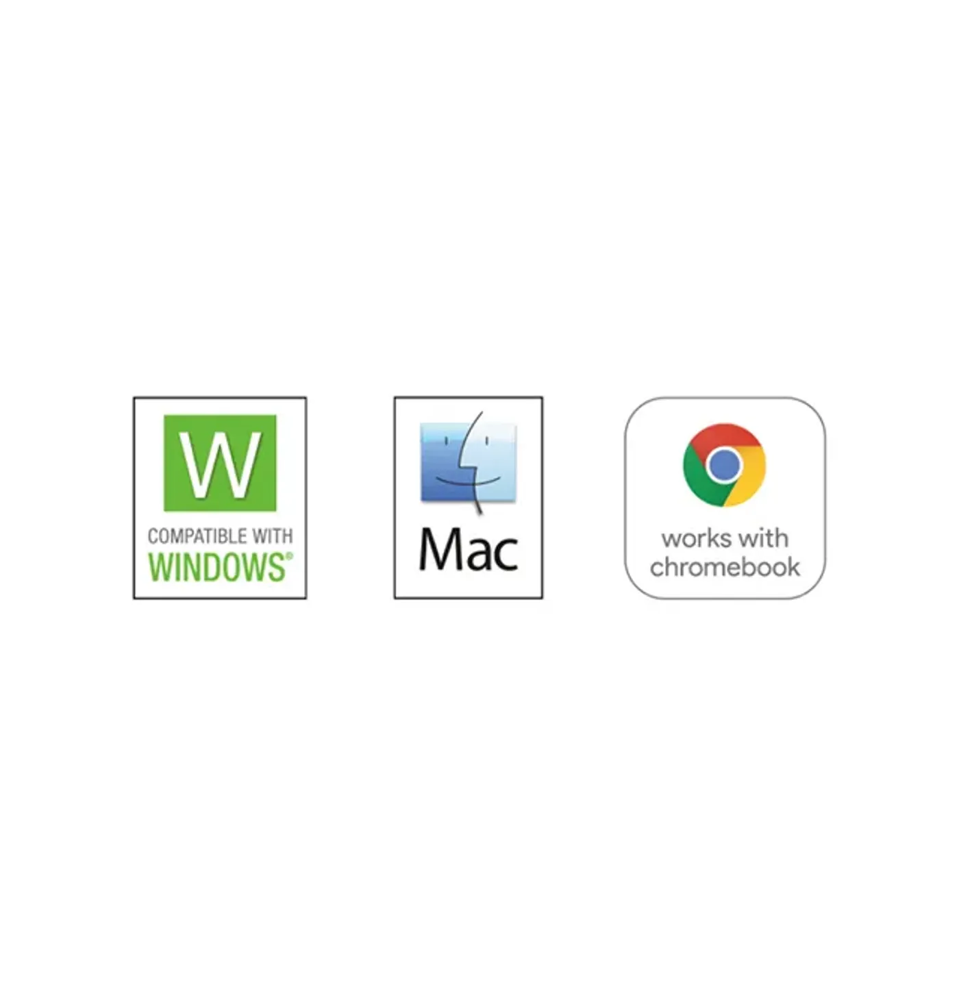 Logos showing compatibility of Seagate Expansion drive with Windows, Mac, and Chromebook systems