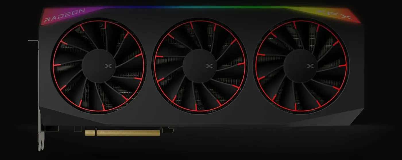 XFX Mercury series graphics card featuring RGB lighting and cooling