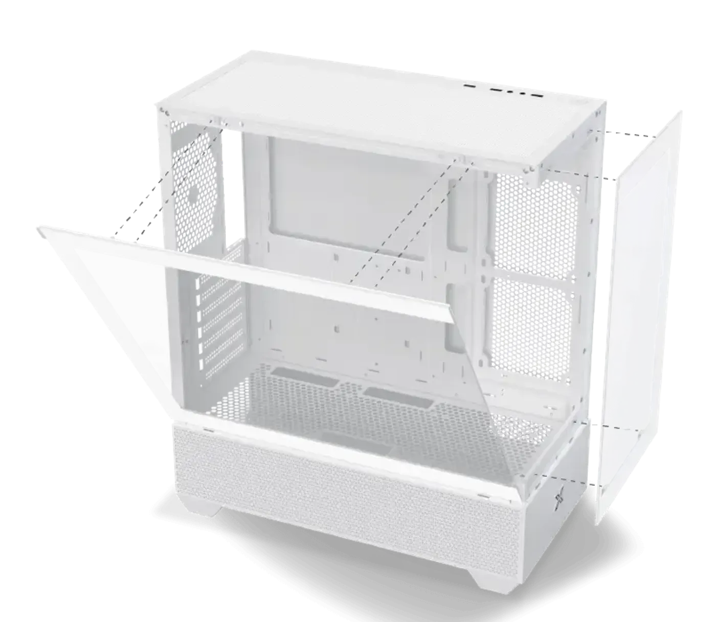 Removable tempered glass side panel on the Xigmatek Alphard Arctic case