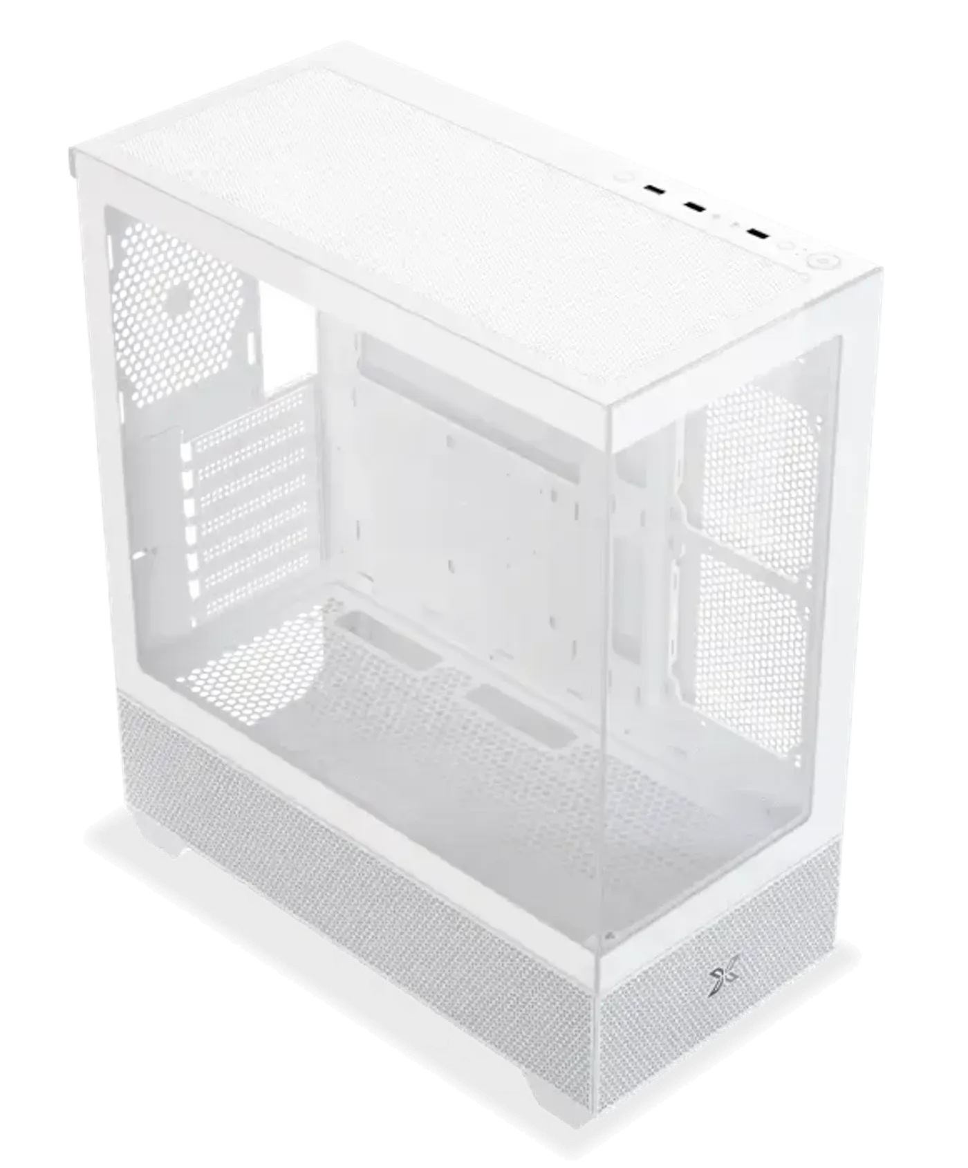 Mesh top panel and dual tempered glass windows on the Alphard Arctic chassis