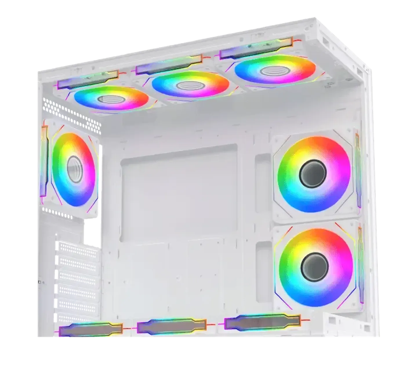 Fan mounting capacity across the Xigmatek Alphard Arctic gaming case