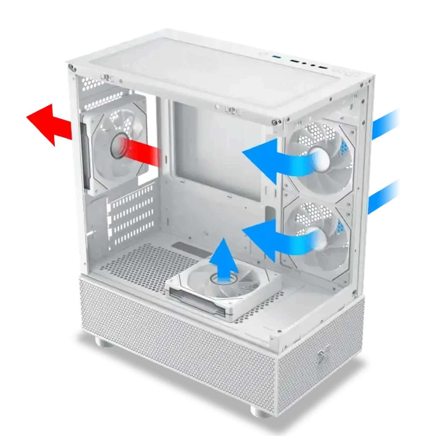 Airflow and ventilation design of the Alphard M Arctic gaming case