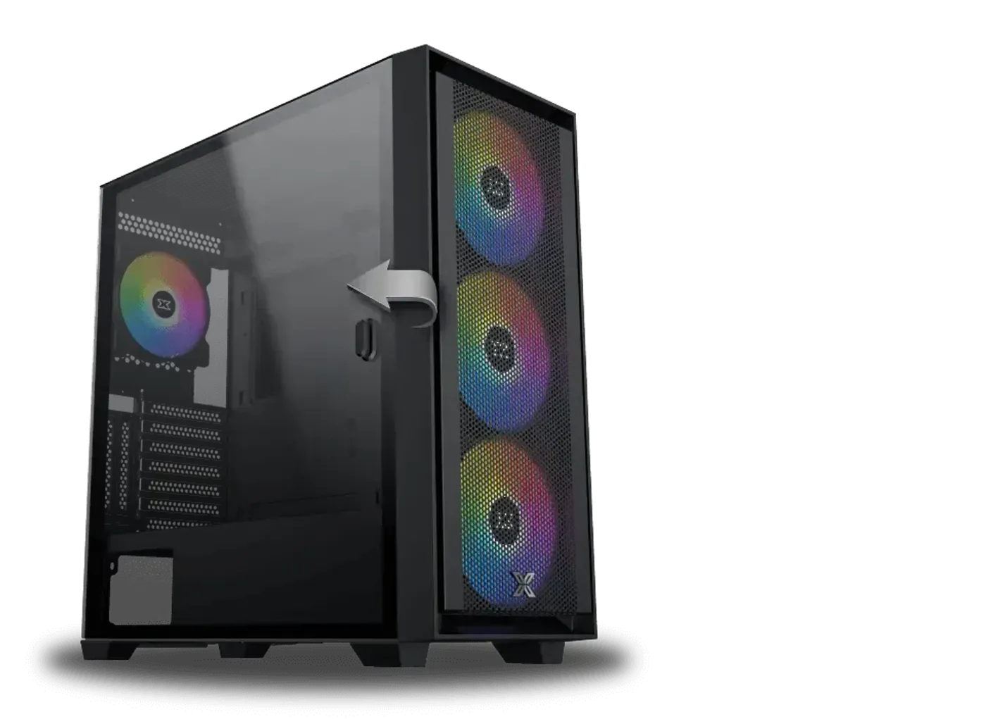 Tempered glass side panel on the Xigmatek Anubis Pro gaming case