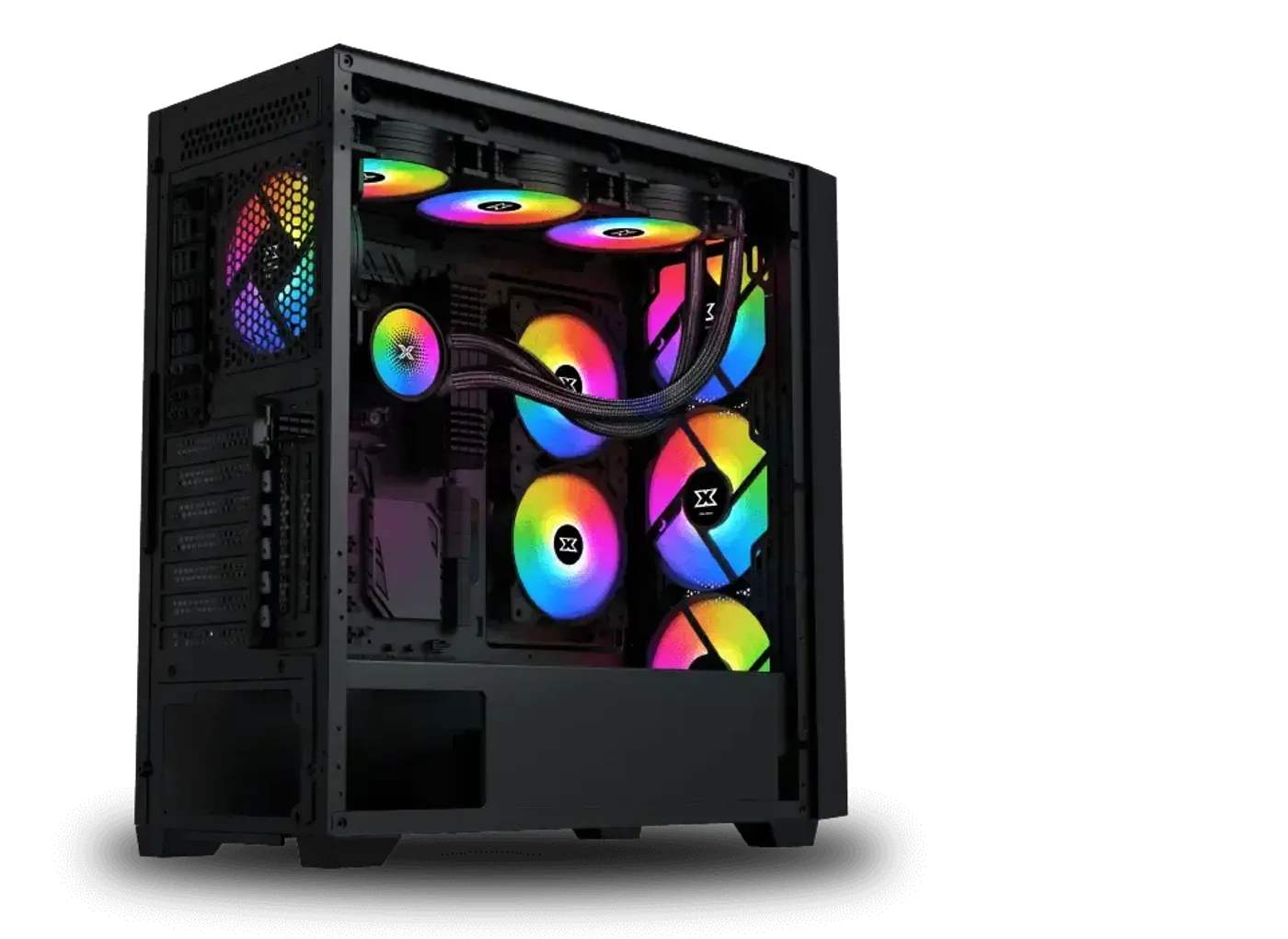 Fan mounting positions inside the Xigmatek Anubis Pro gaming case