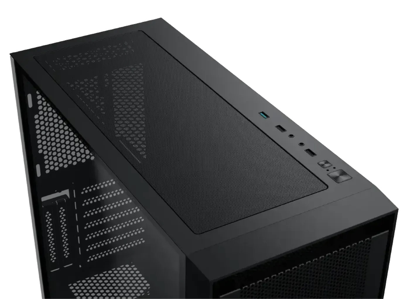 Top-mounted I/O ports and power controls on the Xigmatek Anubis Pro