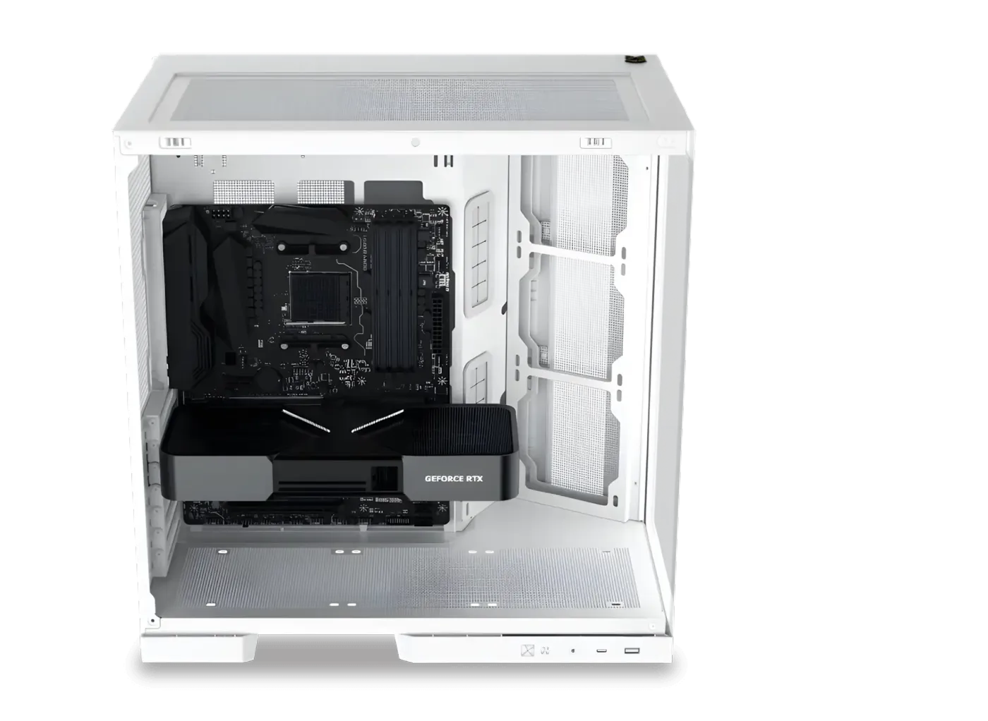 Diagram showing the GPU length limitation based on the presence of a side liquid cooler
