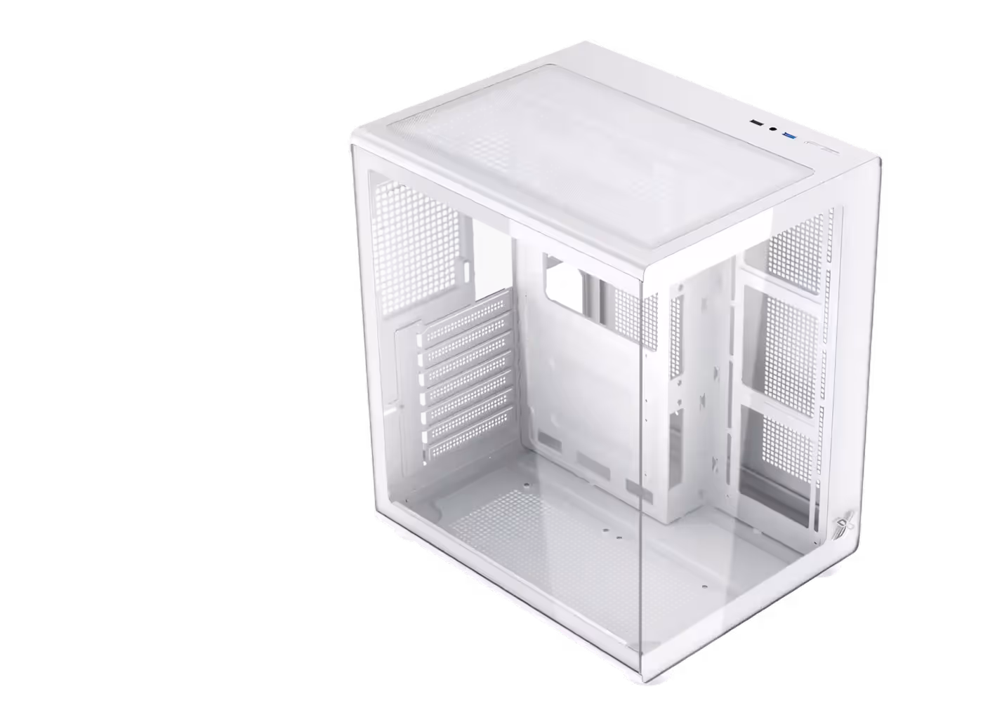 PC case featuring a dual tempered glass panel design with Arctic finish