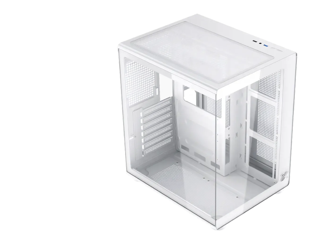 PC case featuring a dual tempered glass panel design with Arctic finish