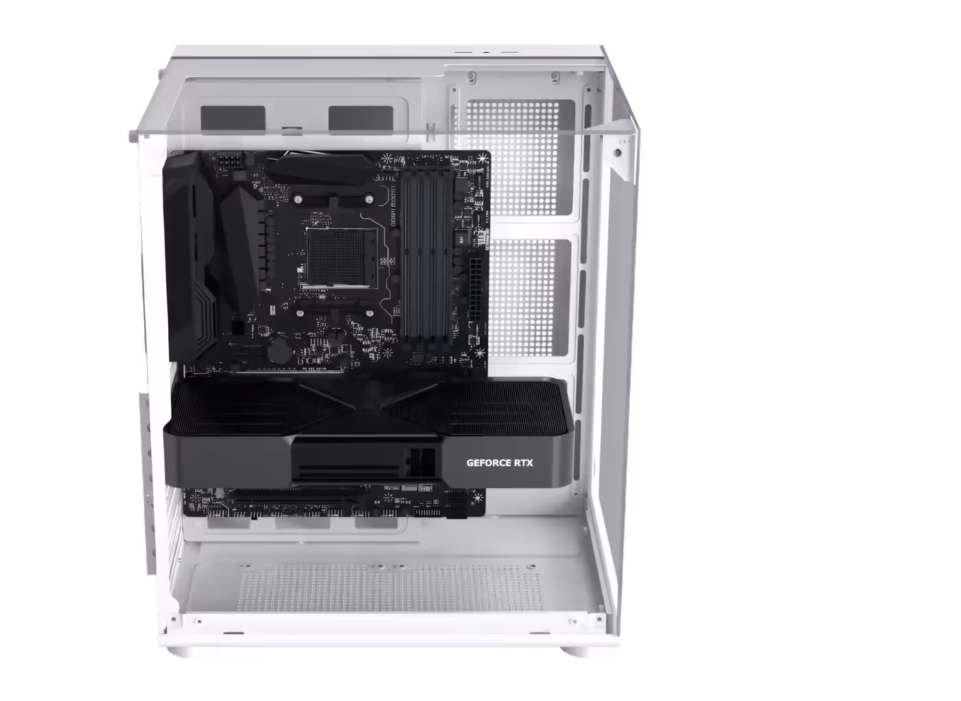 Diagram detailing the 320mm GPU length limitation within the case interior
