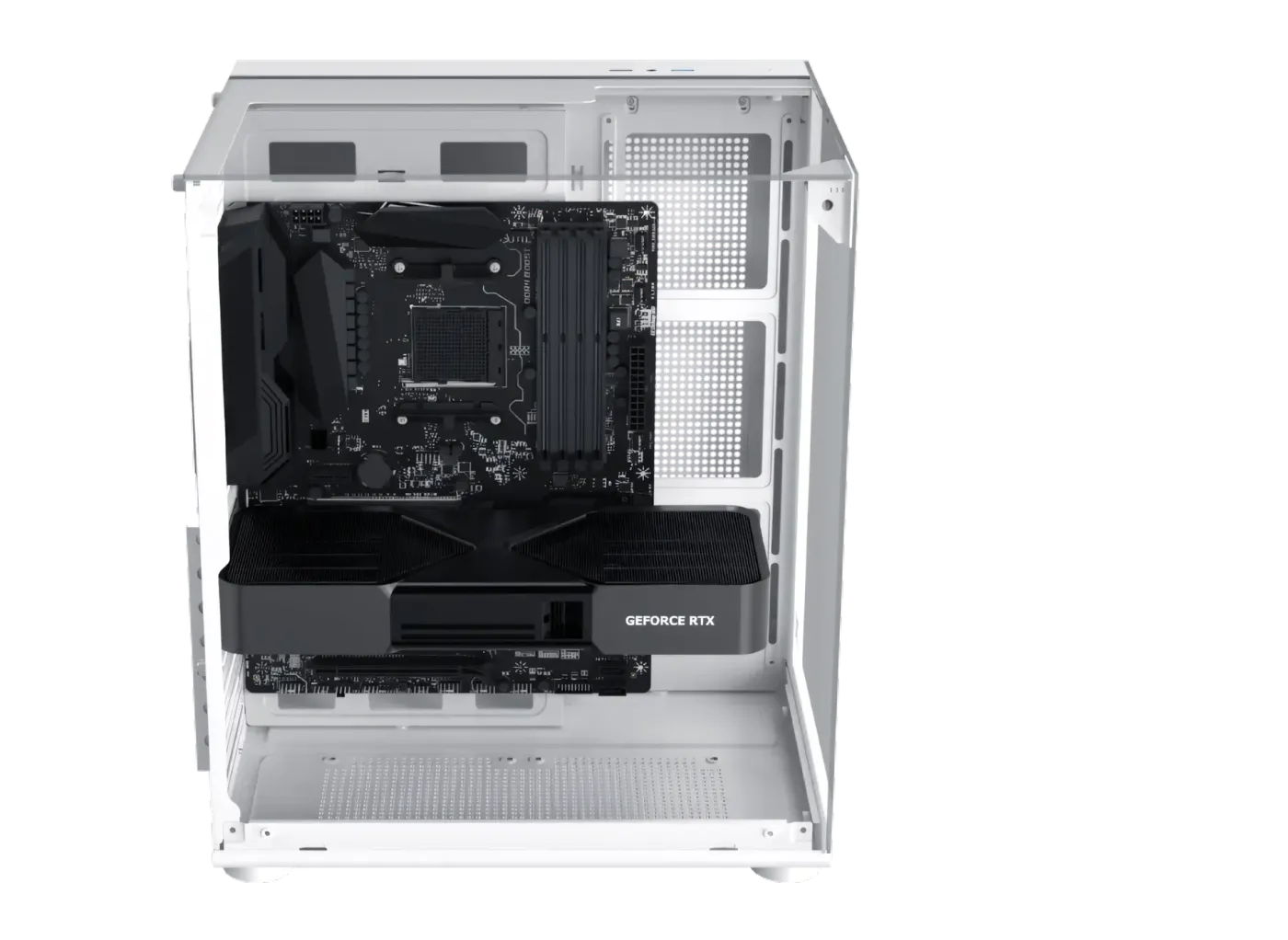 Diagram detailing the 320mm GPU length limitation within the case interior