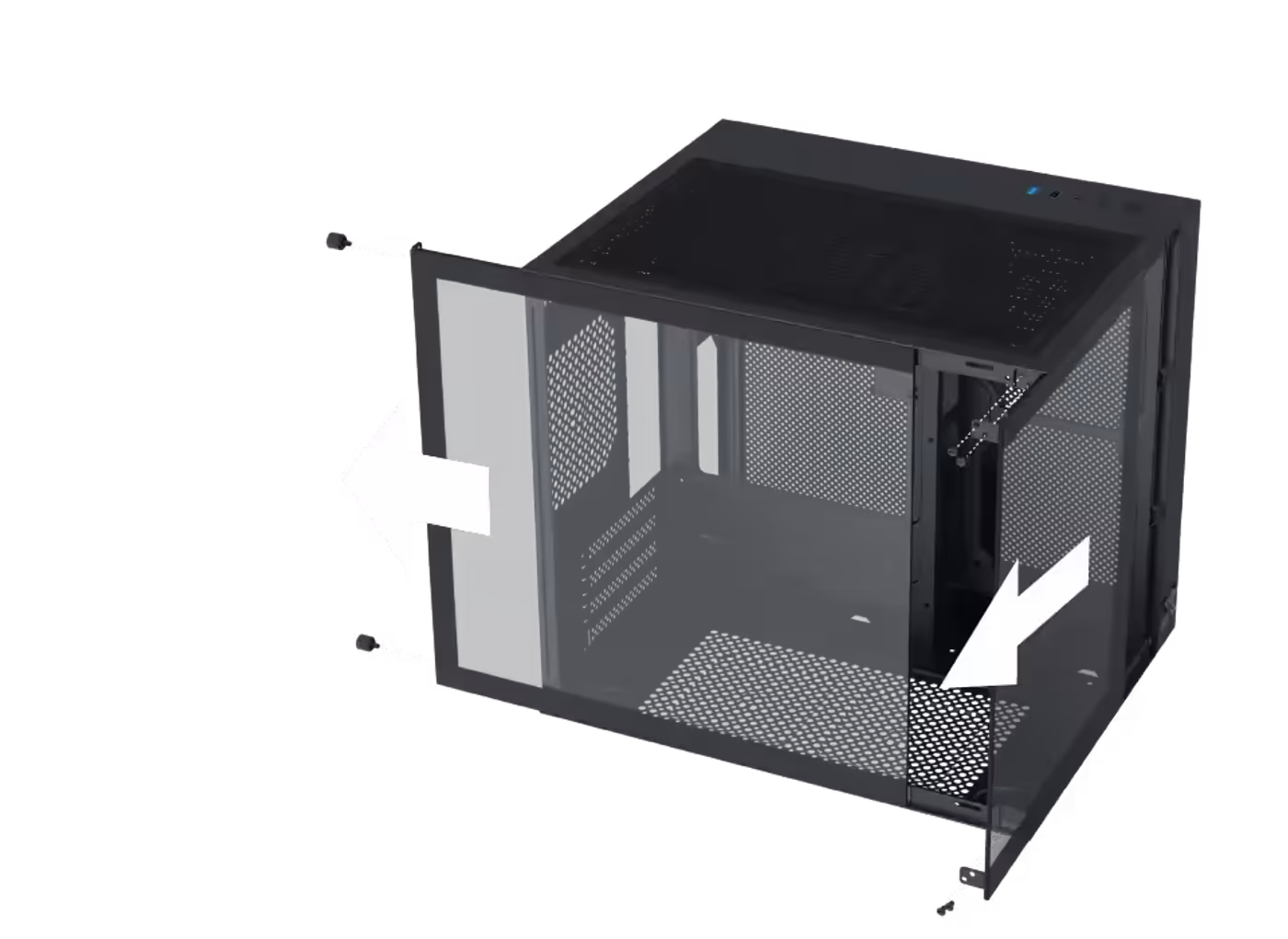 Tempered glass side panel on the Xigmatek Aqua M Lite gaming case