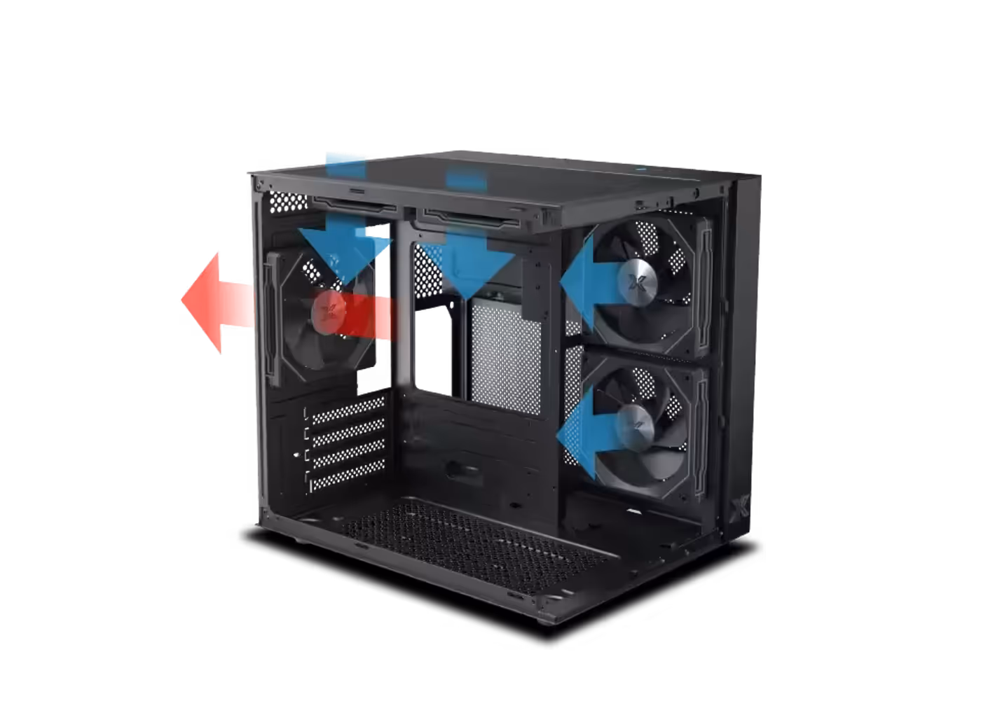 Airflow and ventilation openings on the Aqua M Lite chassis