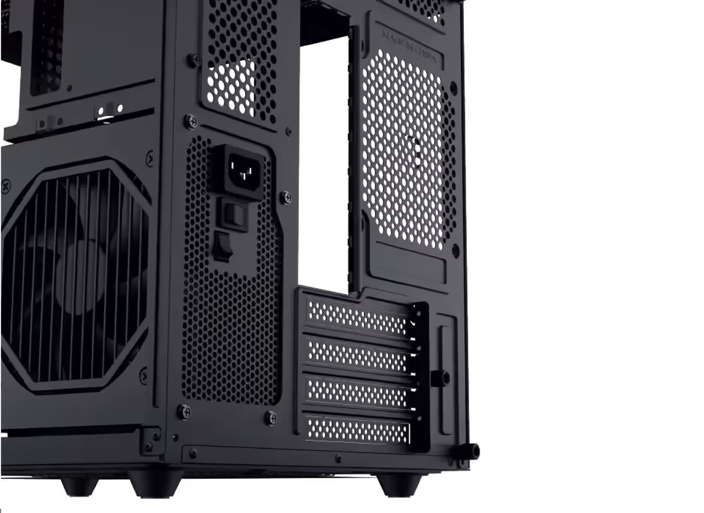 Power supply mounting bay inside the Xigmatek Aqua M Lite case