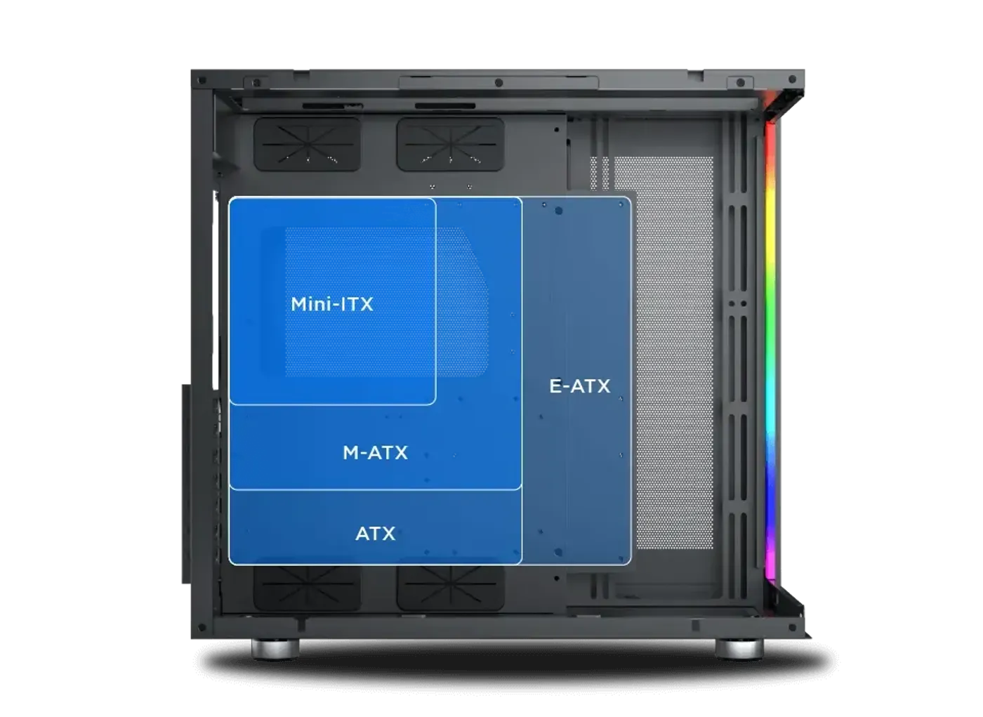 E-ATX motherboard fitted to the Aqua Ultra Air motherboard tray