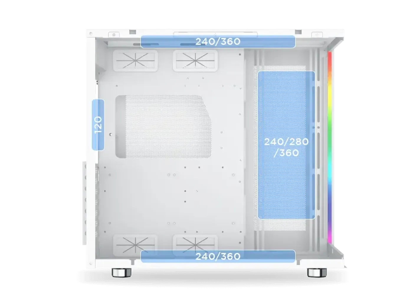 Top panel I/O on the white Aqua Ultra Air with USB-C, USB 3.0, USB 2.0, audio jack and buttons