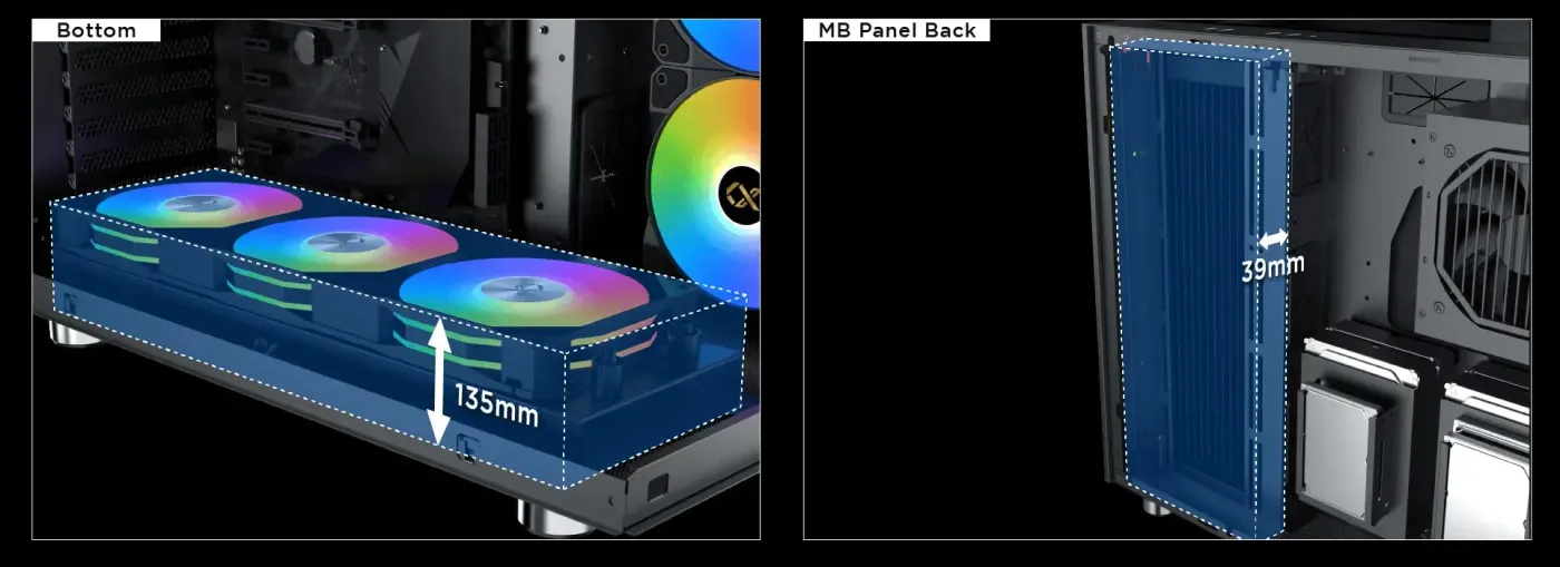 Removable fan and AIO liquid cooler bracket from the Xigmatek Aqua Ultra