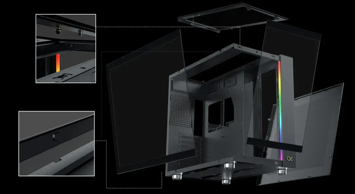 Seamless tempered glass front and left panels on the Xigmatek Aqua Ultra