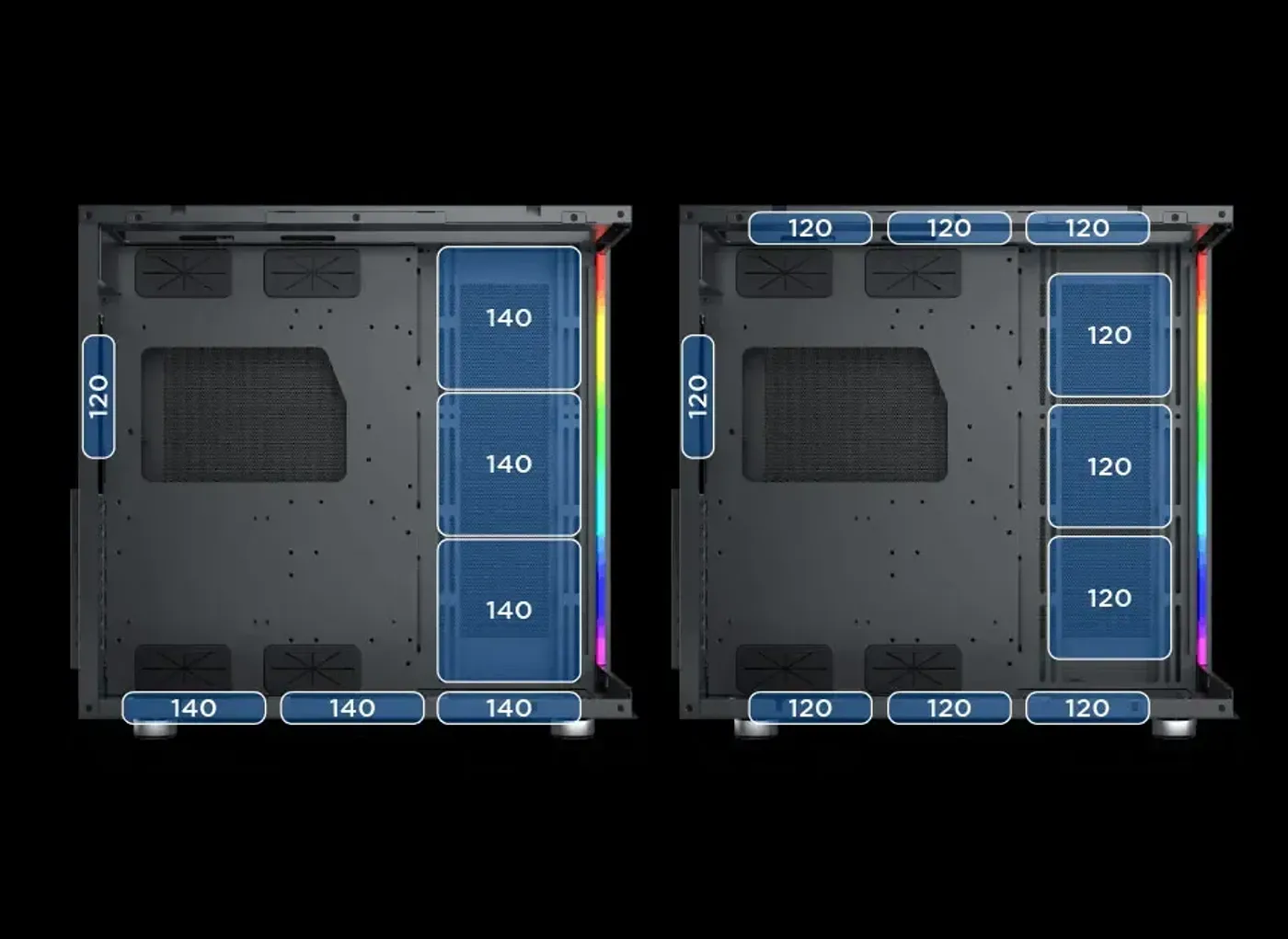 Xigmatek Aqua Ultra case fitted with an E-ATX motherboard