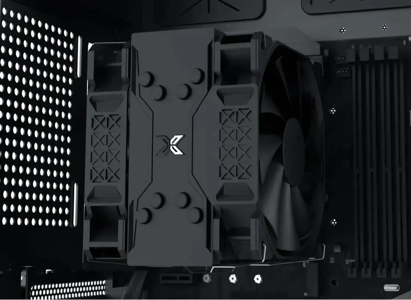 Power, reset and LED switch buttons on the Xigmatek Aqua Ultra top panel