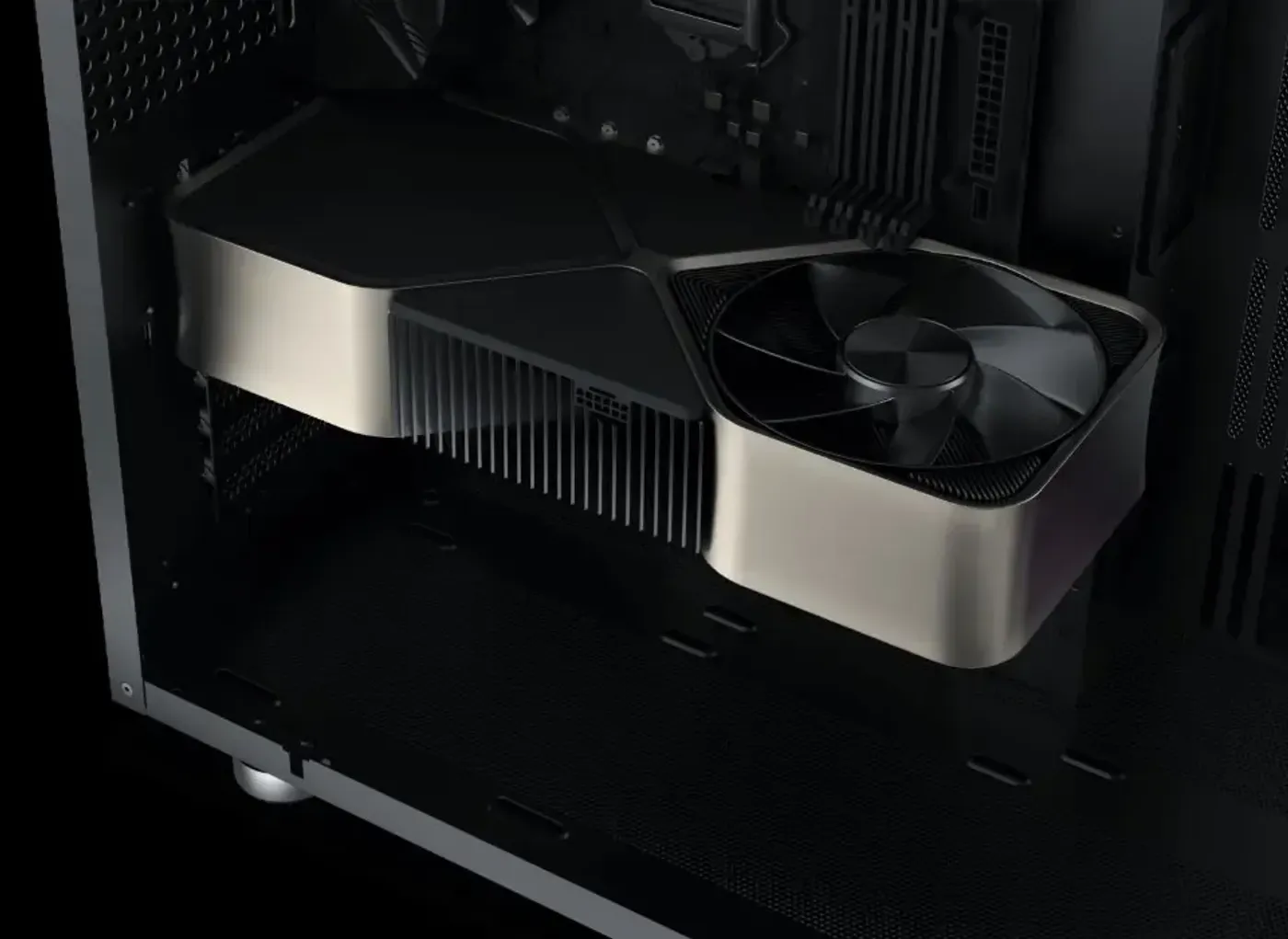 Reverse blade ARGB fans mounted on the motherboard panel of the Aqua Ultra