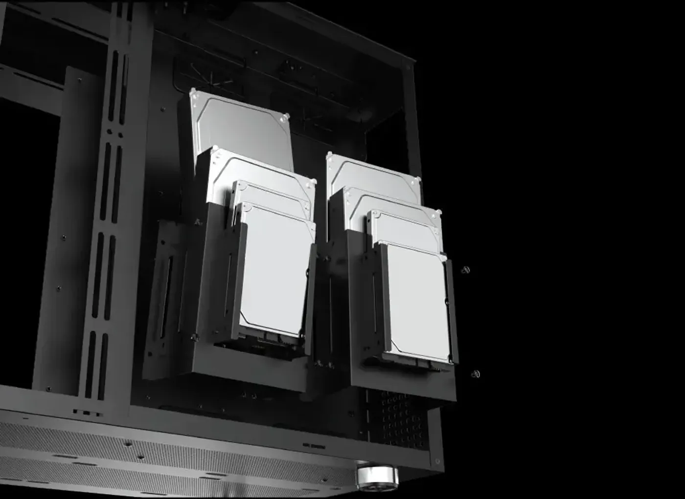 Anti-dust mesh grill bottom panel on the Xigmatek Aqua Ultra