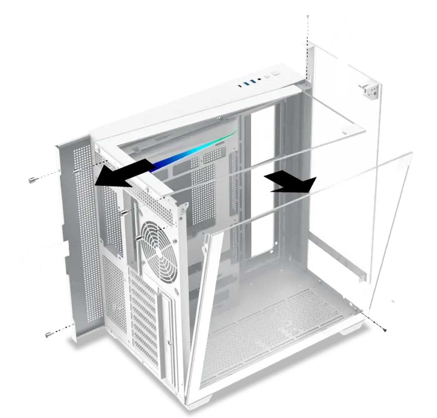Easily mounted side panel on the Aqua V Arctic chassis