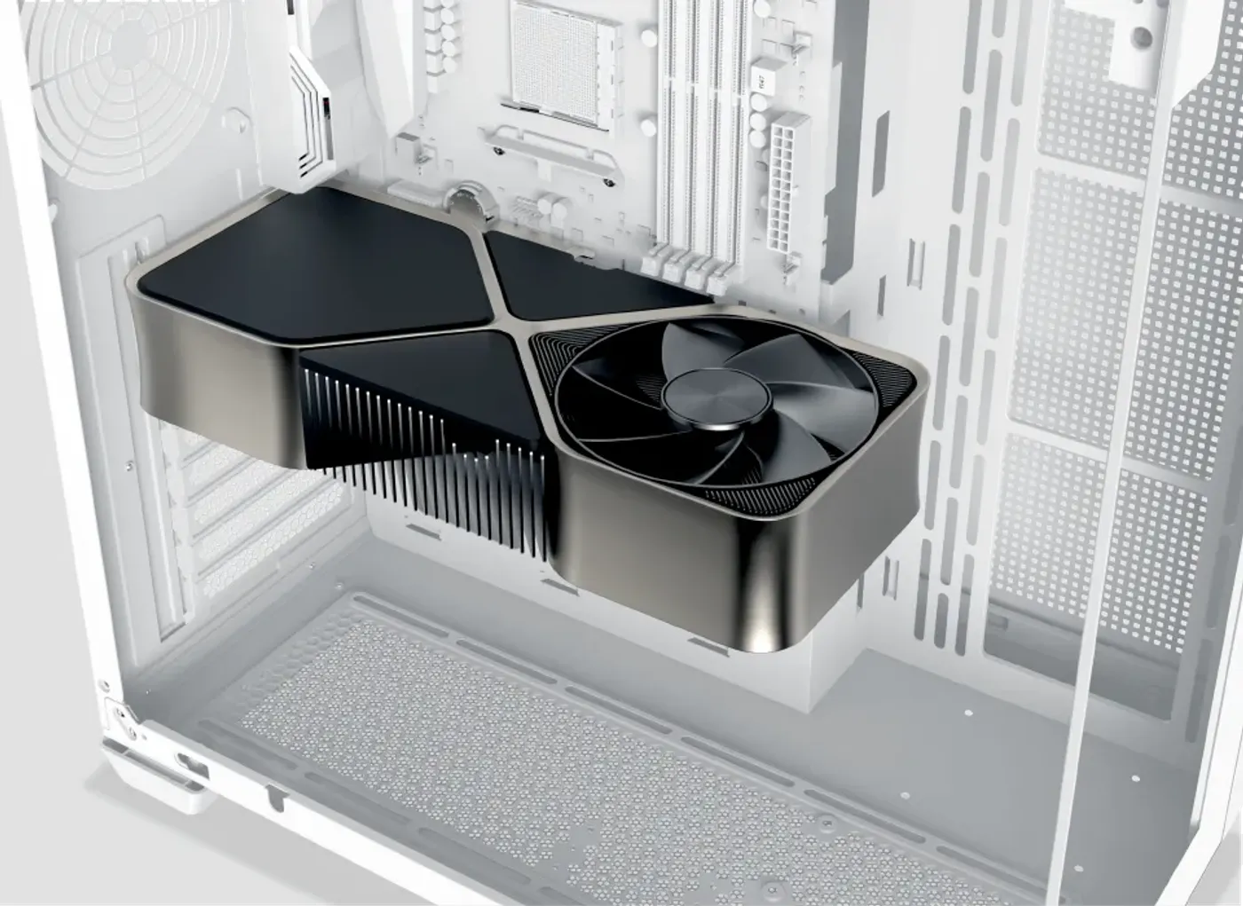Graphics card length clearance inside the Aqua V Arctic chassis