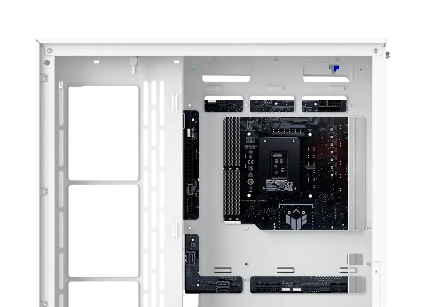 Back plug motherboard cut-outs in the Aqua V Arctic case