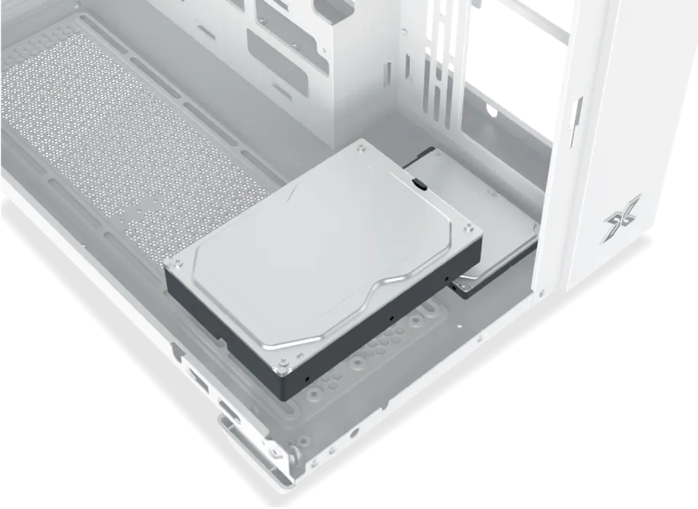 Bottom panel drive mounting positions in the Aqua V Arctic case
