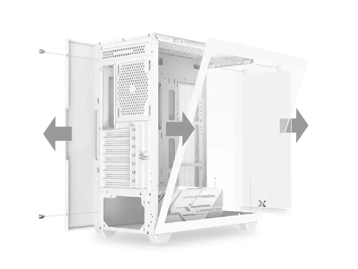 Easy-to-remove front panel on the Xigmatek Blast Arctic case
