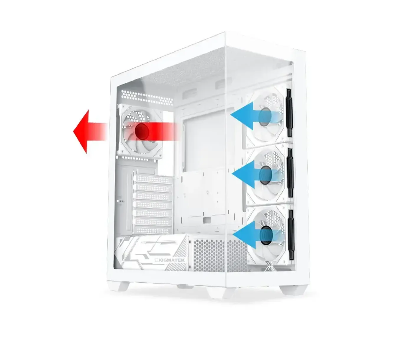Airflow layout through the Xigmatek Blast Arctic mid tower