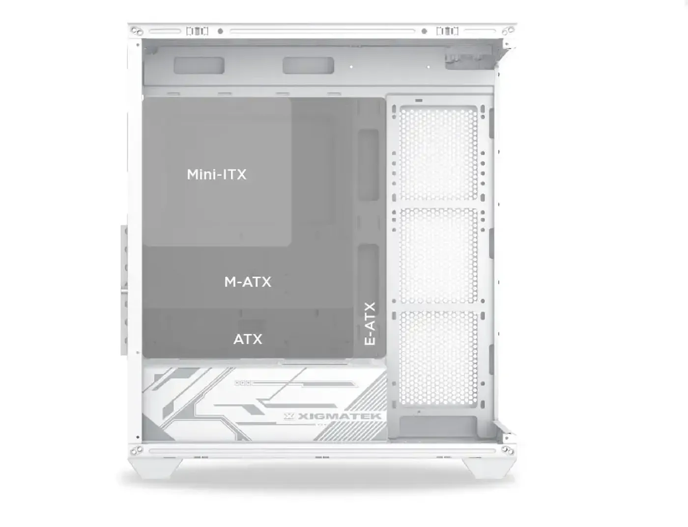 Blast Arctic gaming case showing ATX and E-ATX motherboard compatibility